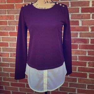 Calvin Klein Purple & White Top Womens Size XS
